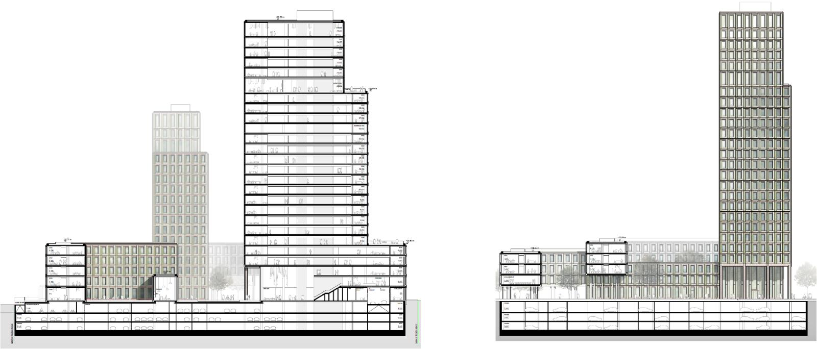 Richard Strauss Straße, Schnitte OSA Ochs Schmidhuber Architekten